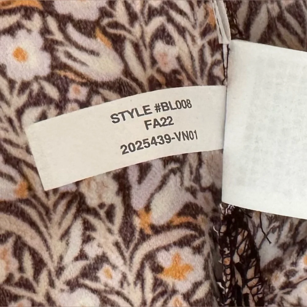 J Crew Puff Sleeve Satin Back Crepe Top Large In Floral Flourish Keyhole Neck